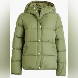 Jcrew Mercantile women's polyester olive green zip and button puffer jacket XXS